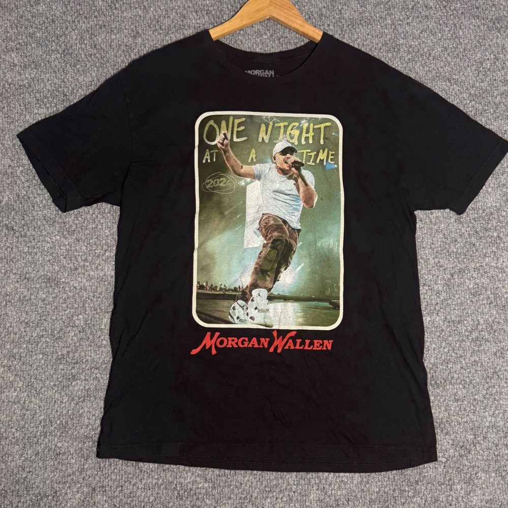 Morgan Wallen 2024 One Night At A Time Tour T-Shirt Black Size XL Concert Tee